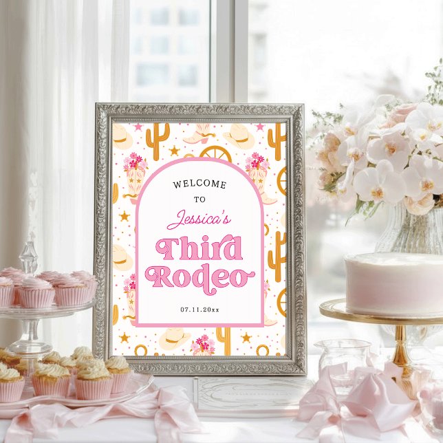 Affiche Western Cowgirl 3rd Rodeo Third Birthday Welcome (Créateur téléchargé)