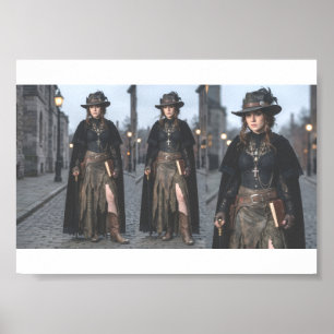 Affiche Western Cowgirl Steampunk Gothique