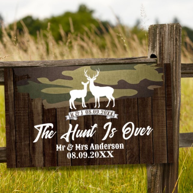 Affiche Western Deer La Chasse Est Au-Dessus De L'Accueil  (Western Deer The Hunt Is Over Wedding Welcome Poster)