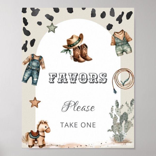 Affiche Western Howdy Baby Cowboy Baby Shower Favors Sign (Devant)