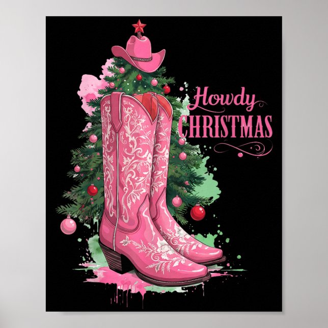 Affiche Western , Howdy Christmas And Tree, Nk Cowboy Boot (Devant)