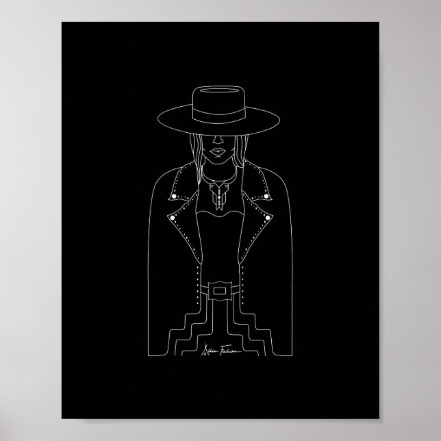 Affiche Western Lady Outlaw Black & White Wall Art Imprime (Devant)