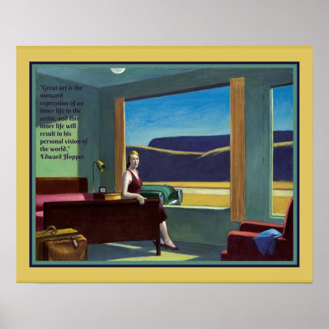 Affiche "Western Motel" avec citation d'Edward Hopper (Devant)
