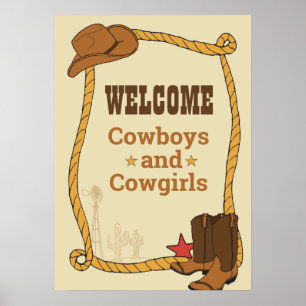 Affiche Western Rodeo Fête à thème 1er Rodéo Anniversaire
