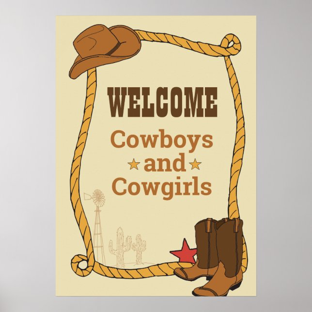 Affiche Western Rodeo Fête à thème 1er Rodéo Anniversaire (Devant)