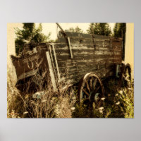Western Rustic Country Brown Vintage Farm Wagon