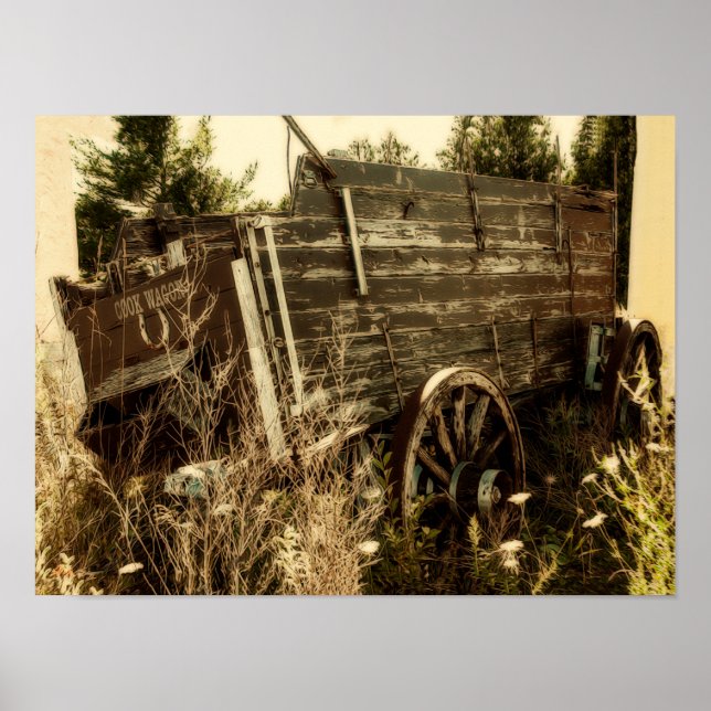 Affiche Western Rustic Country Brown Vintage Farm Wagon (Devant)