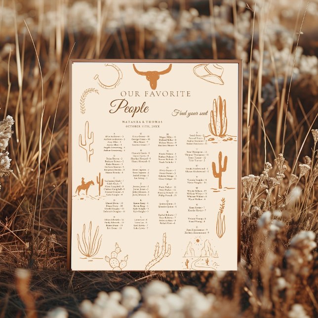 Affiche Western Wedding Alphabetical Seating  (Créateur téléchargé)