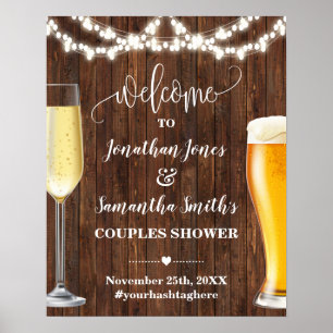 Affiche Western Welcome Bubbles & Brews Couples Douche