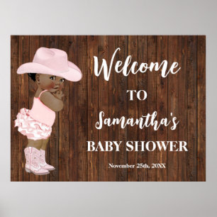 Affiche Western Welcome Little AA Cowgirl Baby shower Po