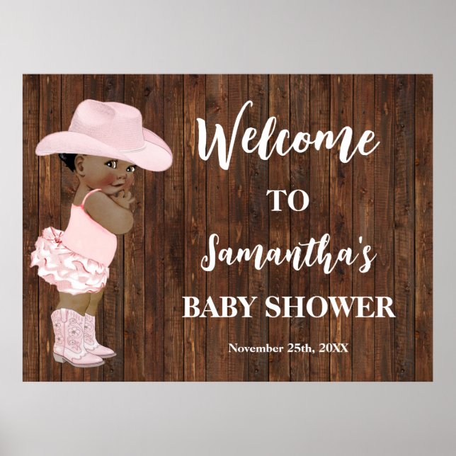 Affiche Western Welcome Little AA Cowgirl Baby shower Po (Devant)