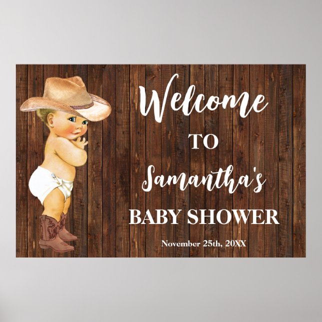 Affiche Western Welcome Little Cowboy Baby shower (Devant)