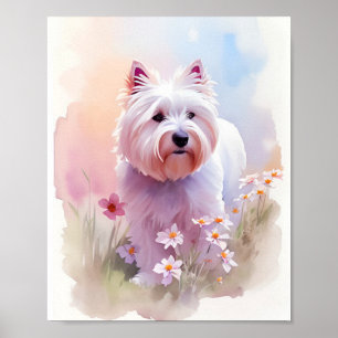 Affiche Westie Aquarelle Portrait 1