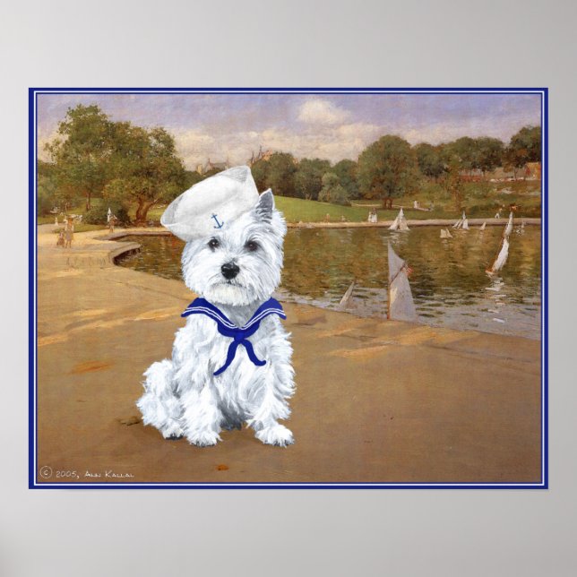Affiche Westie Marin avec Bateaux (Devant)