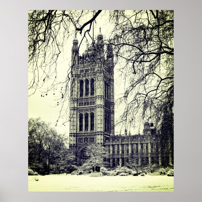 Affiche Westminster, Parlement, Hiver Londres - Anglais (Devant)
