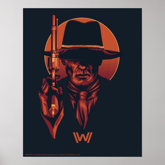 Affiche Westworld | Homme en noir avec révolver (Devant)