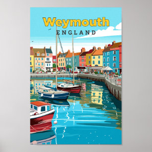 Affiche Weymouth England Travel Art Vintage Illustration