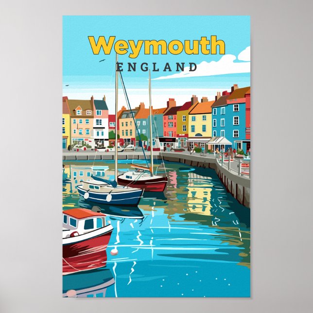Affiche Weymouth England Travel Art Vintage Illustration (Devant)