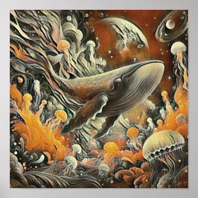 Affiche Whale and Jellyfish Art Print (Devant)