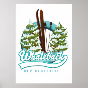 Affiche Whaleback New Hampshire - logo de ski rétro