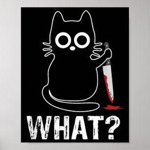 Affiche What_ - Chat Drôle Avec Design Graphique Couteau