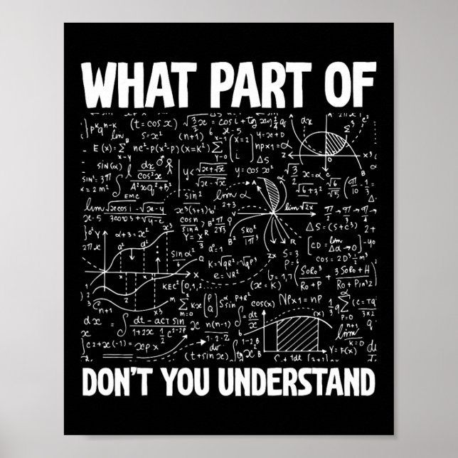 Affiche What Part Of Don't You Understand Funny Math Mathe (Devant)