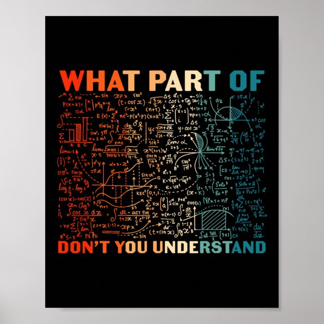 Affiche What Part Of Don't You Understand Funny Math Teach (Devant)
