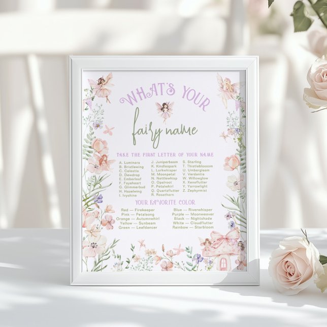 Affiche Whats your Fairy Name Whimsical Birthday game (Créateur téléchargé)