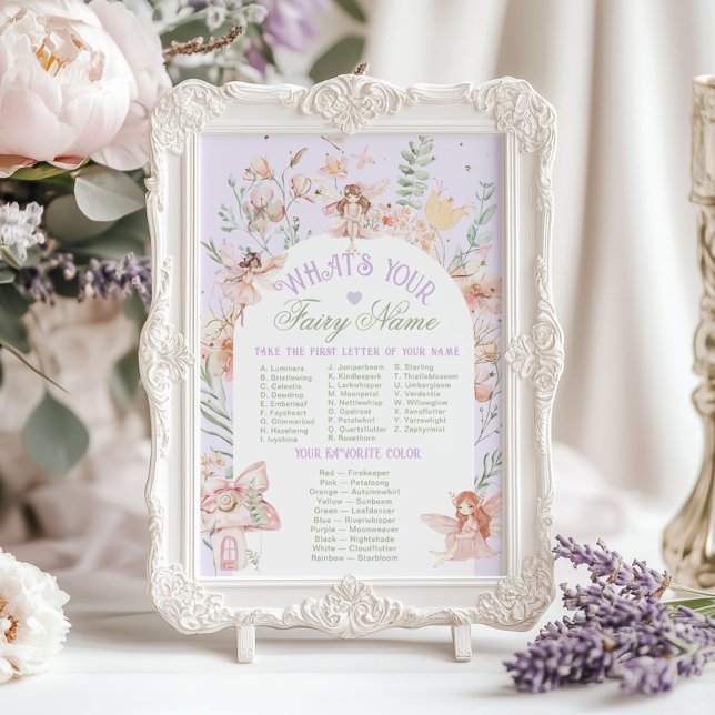 Affiche Whats your Fairy Name Whimsical Birthday game (Créateur téléchargé)