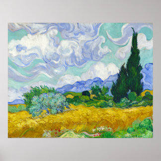 Affiche Wheatfield avec Cyprès, Vincent Van Gogh