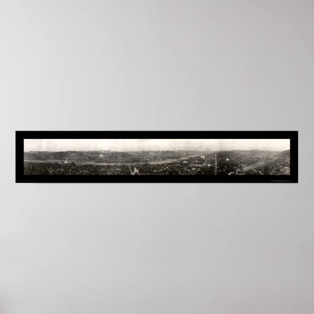 Affiche Wheeling, WV Skyline Photo 1909 (Devant)