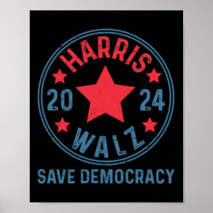 Affiche Wheimer 2024 Save Democracy Kamala Harris Tim Walt