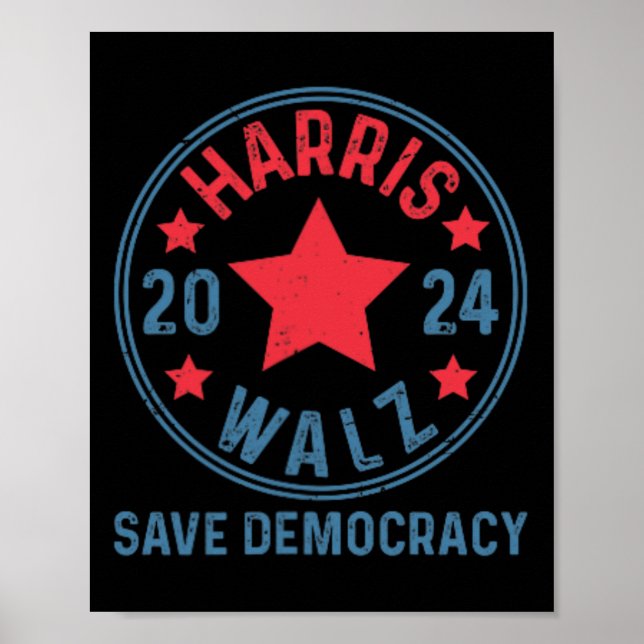 Affiche Wheimer 2024 Save Democracy Kamala Harris Tim Walt (Devant)