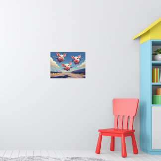 Affiche When Pigs Fly Funny Winged Pigs