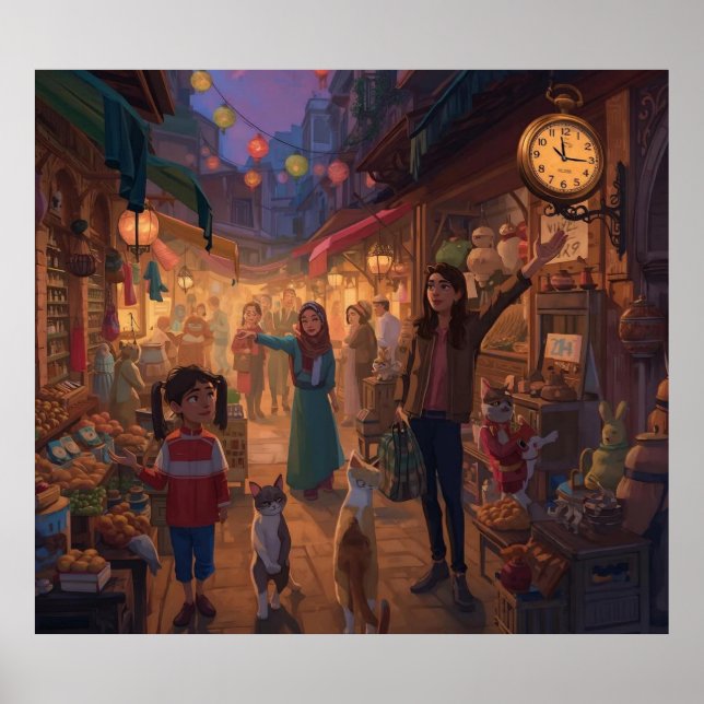 Affiche Where Cats Wander and Lanterns Glow (Devant)