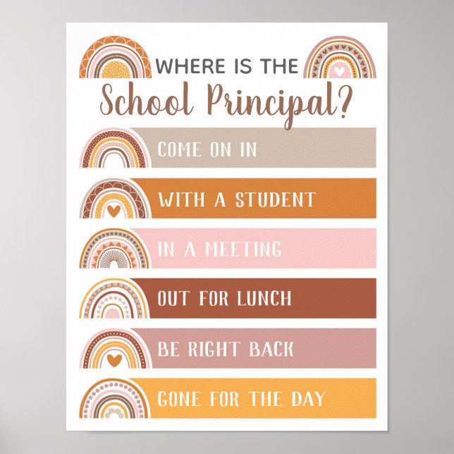 Affiche Where is School Principal Office Door Sign Rainbow (Devant)