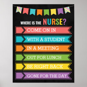 Affiche Where is the School Nurse Office Door Sign