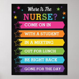 Affiche Where is the School Nurse Office Door Sign