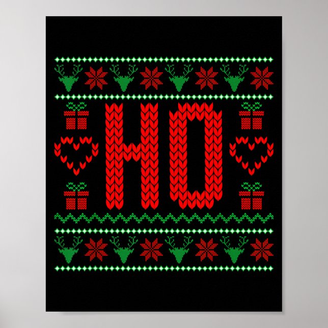 Affiche Where My Ho's At Ugly Christmas Sweater Couples Ma (Devant)