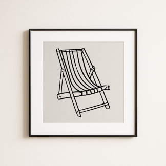 Affiche Whimsical Amalfi Coast Beach Chair Art