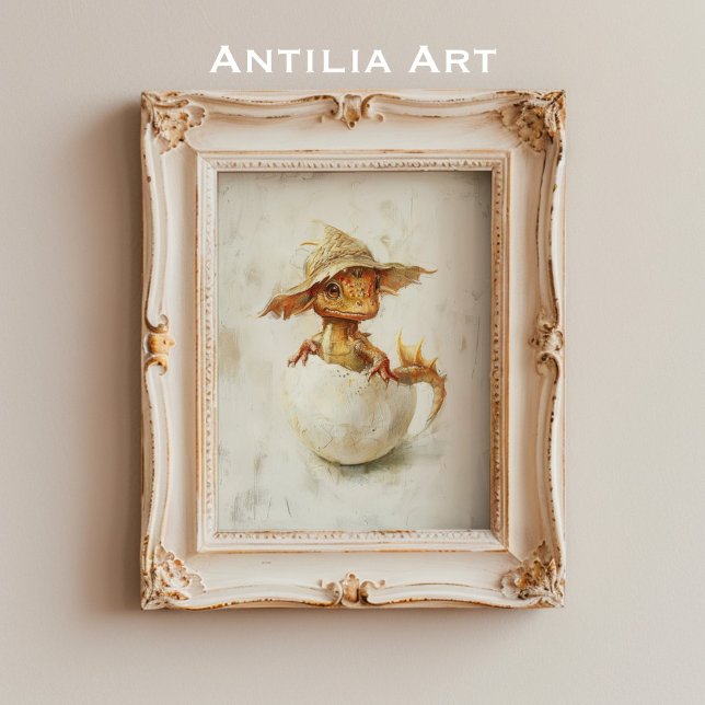 Affiche Whimsical Baby Dragon Hatching Art Imaginaire magi (Créateur téléchargé)