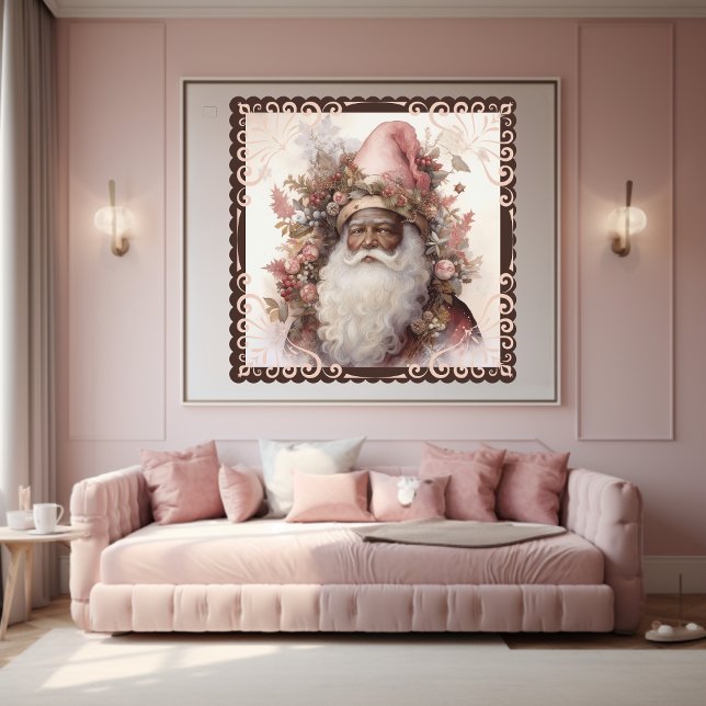 Affiche Whimsical Black Père Noël : tons rose et terre (Créateur téléchargé)