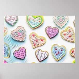 Affiche Whimsical coeurs mignons dessin coloré