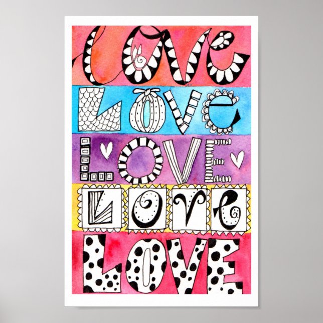Affiche Whimsical Colorful Love Word Art (Devant)