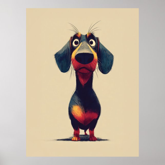 Affiche  Whimsical Dachshund Character Illustration (Devant)
