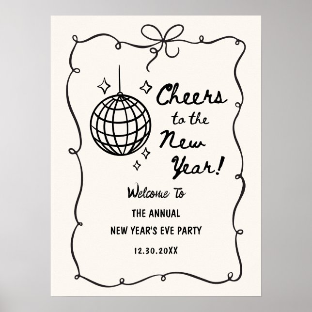 Affiche Whimsical Disco Ball New Year's Eve Party (Devant)