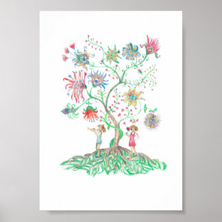 Affiche Whimsical Floral Tree
