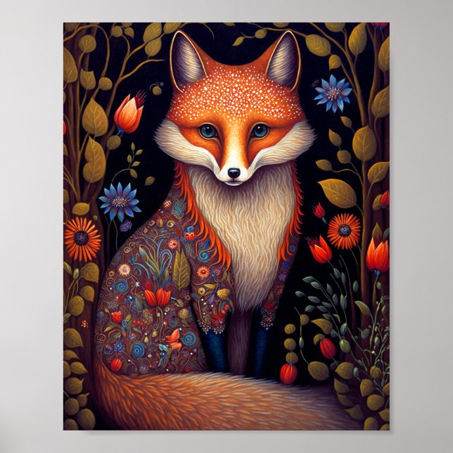Affiche Whimsical Fox Woodland Imaginaire Art (Devant)