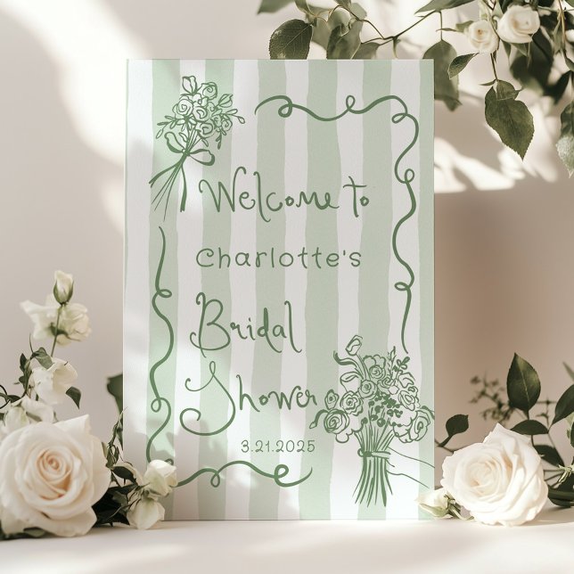Affiche Whimsical Fresh off the Market Sage vert nuptiale (Créateur téléchargé)