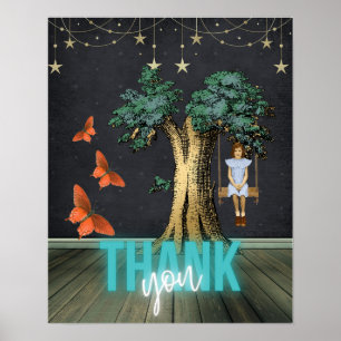 Affiche Whimsical Girl in Swing Surreal Merci